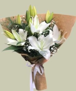 beyaz lilyum buketi850 Beyaz Lilyum Buketi